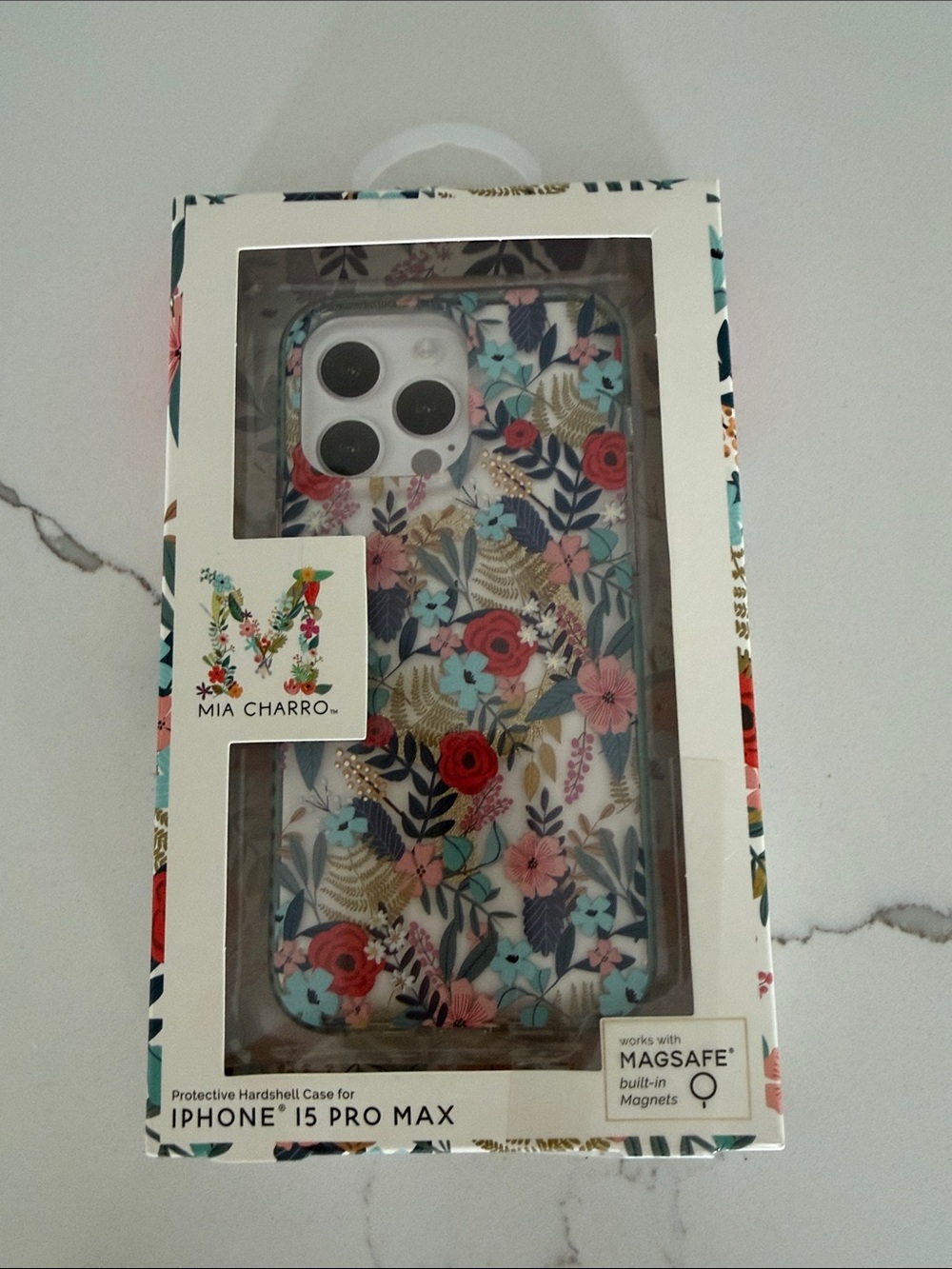 Mia Charro Floral Protective Case for iPhone 15 Pro Max - White Floral